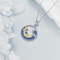 wholesale 925 Sterling Silver Blue Enamel Wave Dolphin Pendant Necklace for Women Gifts-0-3