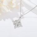 wholesale 925 Sterling Silver & White Zirconia Witches Knot April Birthstone Necklace for Women-0-2