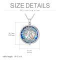 TOUPOP Sterling Silver Crystal Wolf Deer Tree Of Life Necklace Pendant-0-3
