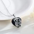 wholesale 925 Sterling Silver Black Crystal Heart Grim Reaper & Owl Pendant Necklace-0-1