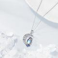 wholesale 925 Sterling Silver Purple Moonstone Owl Pendant Necklace-0-4