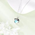 wholesale 925 Sterling Silver Cat Pendant Necklace Wholesale With Moonstone Sphere-0-3