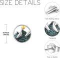 wholesale Sterling Silver & Turquoise Mountain Stud Earrings, 925 Sterling Silver White Gold, 11mm, Lightweight, Gift for Women-0-5
