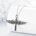 wholesale 925 Sterling Silver Angel Wing Cross Cremation Urn Pendant Necklace for Women-0-2