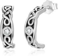 wholesale 925 Sterling Silver Norse Viking Celtic Knot Studs for Women Men Gift Jewelry-Silver Celtic Knot
