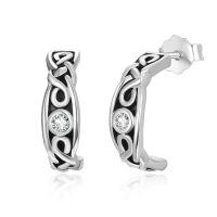 wholesale 925 Sterling Silver Norse Viking Celtic Knot Studs for Women Men Gift Jewelry-Silver Celtic Knot