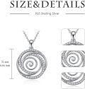 wholesale 925 Sterling Silver Gold Over Sterling Silver & Zircon Spiral Pendant Necklace for Women-0-2