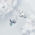 wholesale 925 Sterling Silver Turquoise Purple Enamel Hummingbird Leverback Dangle Earrings for Women Girls Gift Idea 4cm Long-0-3