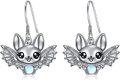 wholesale 925 Sterling Silver Moonstone Earrings - Cute Bat Design Jewelry for Women Girls Gifts-0-0