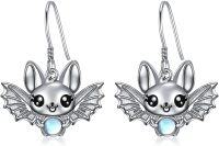 wholesale 925 Sterling Silver Moonstone Earrings - Cute Bat Design Jewelry for Women Girls Gifts-Bat