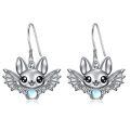 wholesale 925 Sterling Silver Cute Bat Moonstone Drop Earrings For Women-0-0