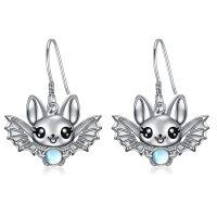 wholesale 925 Sterling Silver Cute Bat Moonstone Drop Earrings For Women-Bat