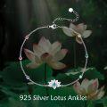 wholesale 925 Sterling Silver Lotus Flower Multi-Color Crystal Anklet for Women-0-5