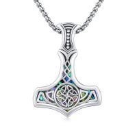 wholesale 925 Sterling Silver & Abalone Shell Mjolnir Viking Pendant Necklace for Men-Celtic Knot
