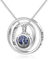 wholesale 925 Sterling Silver Blue Abalone Shell Tree of Life Cremation Jewelry Keepsake Pendant Necklace-Tree of life