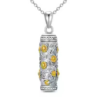 TOUPOP Sterling Silver Crystal Urn Necklace For Ashes Memorial Jewelry-undefined