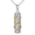 TOUPOP Sterling Silver Crystal Urn Necklace For Ashes Memorial Jewelry-0-0