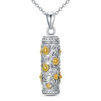 TOUPOP Sterling Silver Crystal Urn Necklace For Ashes Memorial Jewelry-undefined