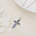 wholesale 925 Sterling Silver Abalone Shell Inlay Cross Pendant Necklace with Hope Inscription for Women and Men Christian Faith  45cm Chain Length-0-2