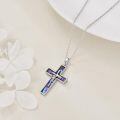 wholesale 925 Sterling Silver Abalone Shell Inlay Cross Pendant Necklace with Hope Inscription for Women and Men Christian Faith  45cm Chain Length-0-2