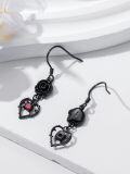 wholesale 925 Sterling Silver Gothic Witch's Heart Red Crystal Drop Earrings - Halloween s for Her-0-2
