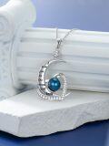 wholesale 925 Sterling Silver Moon & Blue Pearl Pendant Necklaces for Women - Love You to the Moon and Back-0-1