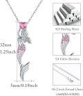 wholesale 925 Sterling Silver Pink CZ Heart Mermaid Pendant Necklaces for Women Beach Gifts-0-4