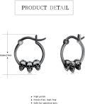 wholesale 925 Sterling Silver Black Skulls Gothic Huggie Hoop Earrings-0-4