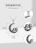 wholesale 925 Sterling Silver Penguin Crescent Moon Pendant Necklace-0-5