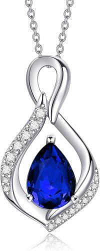 wholesale 925 Sterling Silver Infinity Teardrop Birthstone Necklace for Women Forever Love Jewelry Gift-09 Sep
