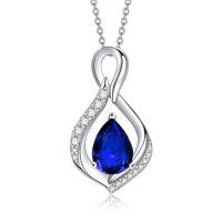 wholesale 925 Sterling Silver Orange Topaz Drop Pendant With Zirconia-09 Sep