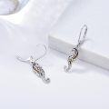 wholesale 925 Sterling Silver Black Enamel Sea Horse Leverback Drop Earring Gift for Her-0-10