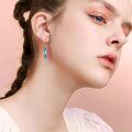 wholesale 925 Sterling Silver White Gold Plated Abalone Shell Long Bar Drop Earrings For Women-0-4