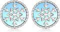 wholesale 925 Sterling Silver Blue Opal Snowflake Stud Earrings for Women-0-0
