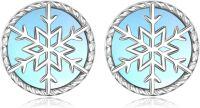 wholesale 925 Sterling Silver Blue Opal Snowflake Stud Earrings for Women-snowflake moonstone earrings