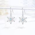 wholesale 925 Sterling Silver Metal Snowflake Christmas Dangle Earrings with Moonstone and Cubic Zirconia - Holiday  for Women-0-4