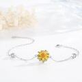 wholesale 925 Sterling Silver Yellow Daisy Flower Charm Bracelet for Women's -0-2