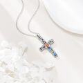 wholesale 925 Sterling Silver Abalone Chrysanthemum Cross Pendant Necklace with 18 Chain-0-1