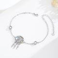 wholesale 925 Sterling Silver Moonstone Star Feather Charm Bracelet 8-14cm Jewellery Gifts for Women Girls-0-3