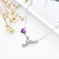 wholesale 925 Sterling Silver Purple Amethyst Hummingbird Pendant Necklace for Women-0-2