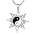 TOUPOP 925 Sterling Silver Eye Of Horus Yin Yang Sun Pendant Necklace-0-0