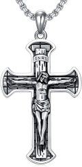 wholesale 925 Sterling Silver Crucifix Cross Necklace with Jesus Christ Pendant for Men & Women-0-0