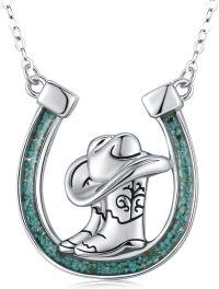 wholesale 925 Sterling Silver Turquoise Horseshoe Cowboy Boot Pendant Necklace Western Jewelry Christmas Gifts for Cowgirl Cowboy-Cowboy Boot-2