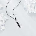 wholesale 925 Sterling Silver Teardrop Crystal and Black Cat Pendant Necklace for Women Gifts-0-3