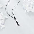 wholesale 925 Sterling Silver Black Plated Stretching Cat Pear Cut Zircon Pendant Necklace-0-3