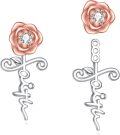 wholesale 925 Sterling Silver Rose & Faith Cross Stud Dangle Earrings for Women Gift-0-0
