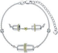 wholesale Sterling Silver Pearl Claddagh Pill Bracelet for Women  Char-08-Aug-Peridot