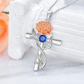 wholesale 925 Sterling Silver 12 Birthstone Flower Pendant Necklace for Women-0-33