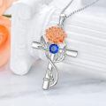 wholesale 925 Sterling Silver Cross Pendant With Red Gemstone And Lily Design-0-33