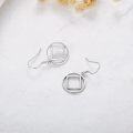 wholesale 925 Sterling Silver Square Circle Dangle Earrings-0-2
